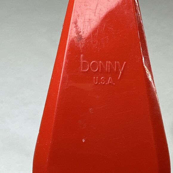 Vintage Bonny Red Long Thin Serrated Spatula Icing Spreader With White Handle - Picture 3 of 4